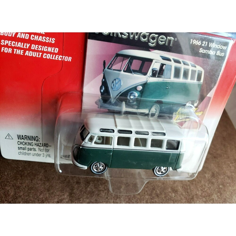 2002 Johnny Lightning VOLKSWAGEN VW 1966 21 WINDOW SAMBA BUS GREEN 1:64 5 Spoke - Picture 4 of 16